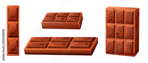 Set of milk chocolate on transparent background. Candy bar