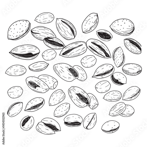 Roasted Almonds Icon Pattern Vector Collection