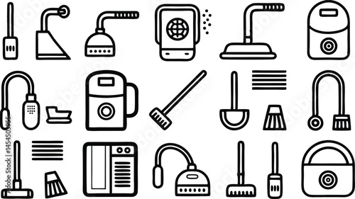 A vector set of tool icons presents a collection of construction, repair, and equipment symbols for web design