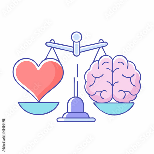 Balancing Act The Heart and Brain on Scales Illustrating Equilibrium and Harmony