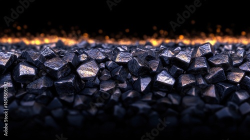 Obraz na płótnie Dark, metallic fragments arranged in a pile near a fire. w salonie