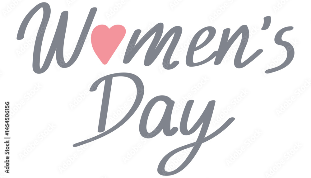 Fototapeta premium Celebratory Women's Day typography with a heart symbol. in flat color style