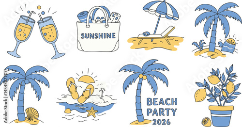 Italian amalfi sicily style vacation handdrawn vector illustrations in ink line doodle sketch style elements.