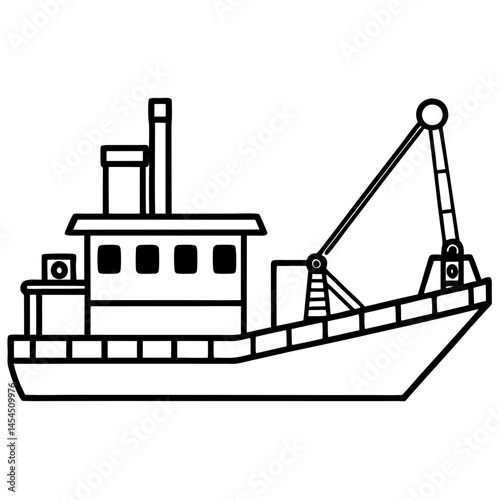 Minimal Cutterhead Dredger Vector on White