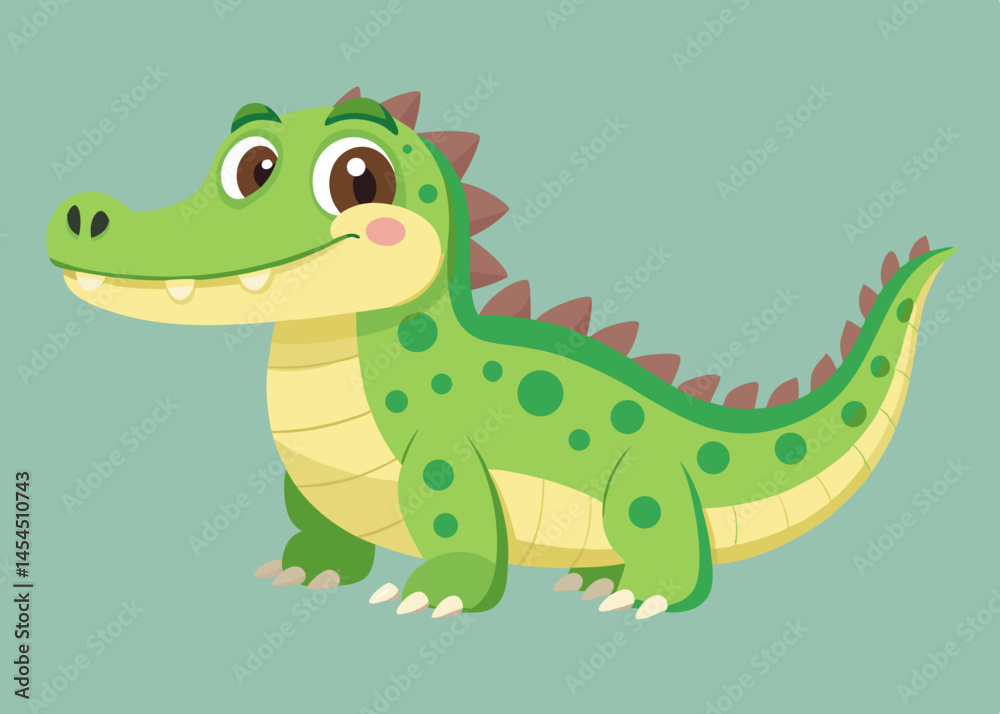 Fototapeta premium Adorable Cartoon Baby Crocodile Illustration for Kids