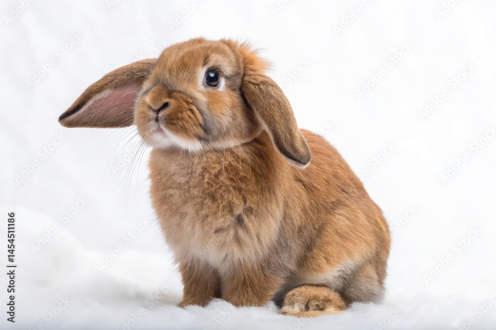 Cute Brown Rabbit Poses for Studio Portrait on White Backdrop Generative AI Cute Brown Rabbit Poses for Studio Portrait on White Backdrop Generative AI