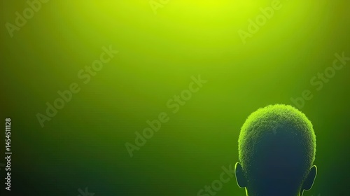 Obraz na płótnie Silhouette of a person's head against a vibrant green backdrop. w salonie