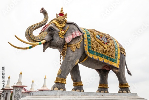 Decorated Thai Elephant Statue With Intricate Details Generative AI