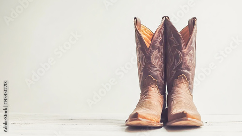 pair of western cowboy boots on white background