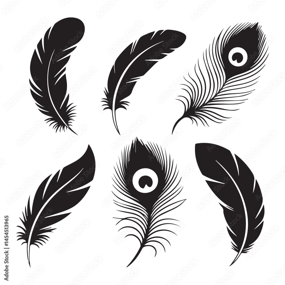 Obraz premium Bird feather icon set. vector illustration isolated on white background