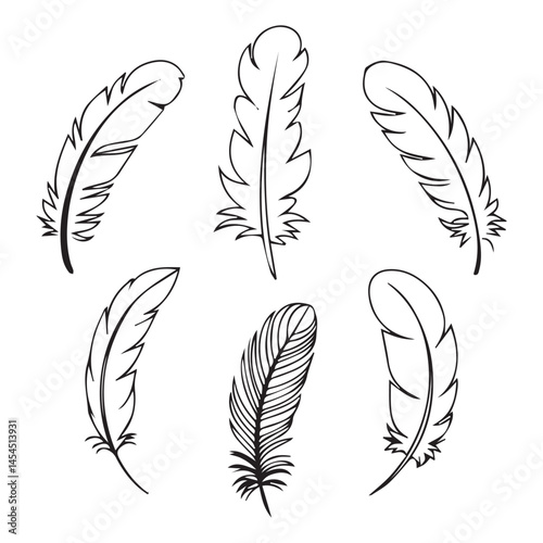 Bird feather icon set. vector illustration isolated on white background