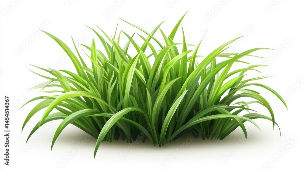 Fototapeta premium Green Grass Isolated White Background With Gradient Mesh, Vector Illustration.