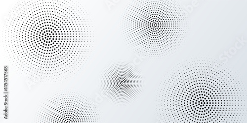 Set of halftone dots gradient pattern texture isolated on white background. Straight dotted spots using halftone circle dot raster texture. Vector blot half tone collection.