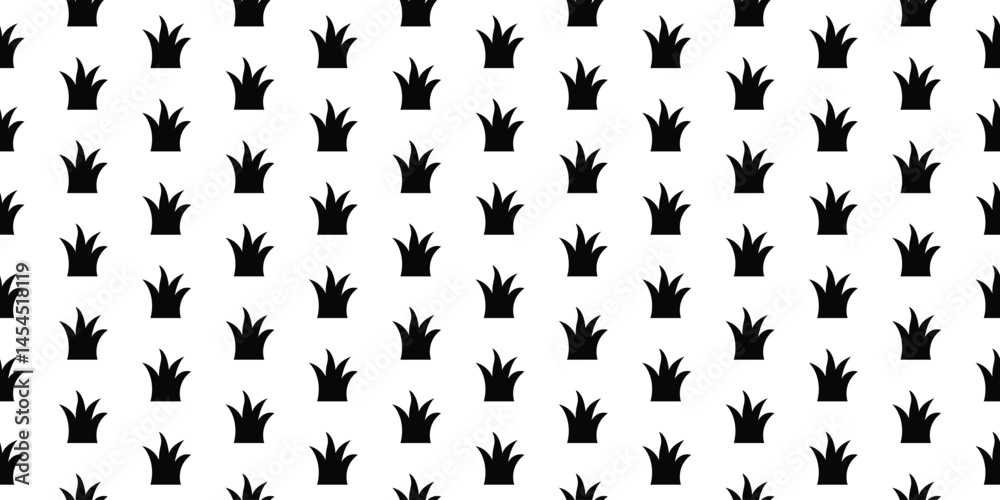 Seamless grass silhouette pattern vector for eco-friendly, nature, and outdoor design backgrounds.