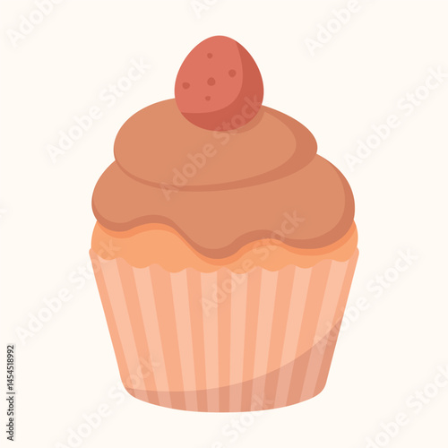 Delicious cupcake. Dessert vector illustration design. High-quality vector illustration of a cupcake in soft pastel tones. Isolated on light background. Perfect for print, web, and packaging etc.