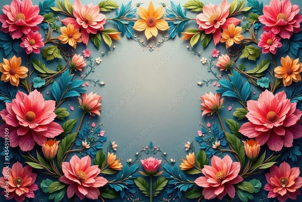 Fototapeta premium Intricate floral wallpaper with symmetrical design , pattern, background