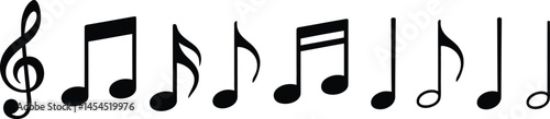 Music Score Staff with Notes Graphic Art Silhouette