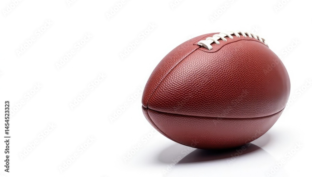 Leather football, pristine condition, isolated white backdrop, new, leather