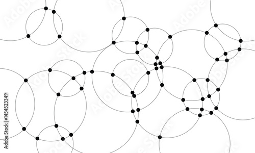 Abstract background with intersecting rings, circles and dots. Connection circles background. Minimal abstract background. Vector Illustration .EPS 10 .  
