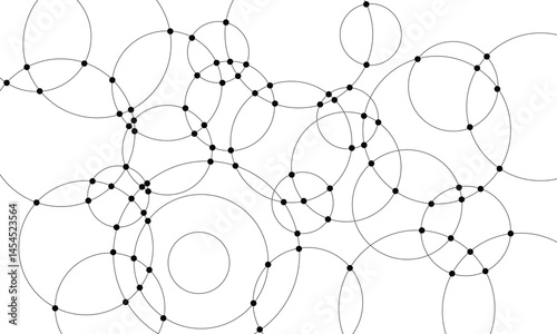 Abstract background with intersecting rings, circles and dots. Connection circles background. Minimal abstract background. Vector Illustration .EPS 10 .  