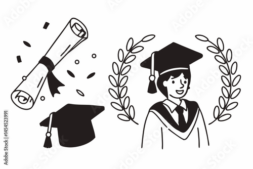 Graduation Illustration Graduate Student Diploma Cap