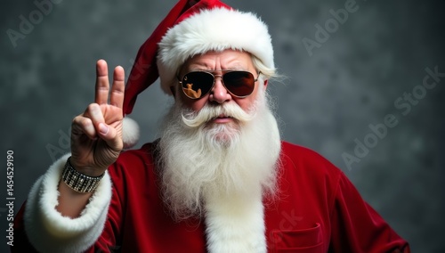 Santa Claus holds up his finger