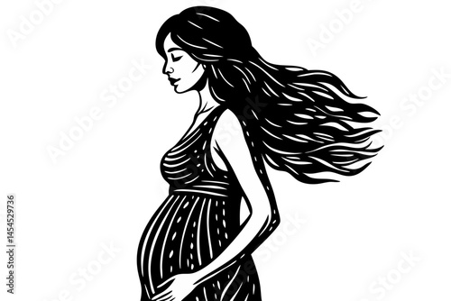 Pregnant woman silhouette vector illustration elegant design suitable for diverse projects, pregnant, pregnancy, woman, silhouette, vector, illustration, maternity, mother, motherhood, expecting, baby
