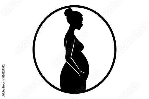 Elegant silhouette of pregnant woman in profile artistic motherhood design, pregnant, woman, silhouette, pregnancy, profile, mother, motherhood, expecting, baby, female, line art, vector, illustration