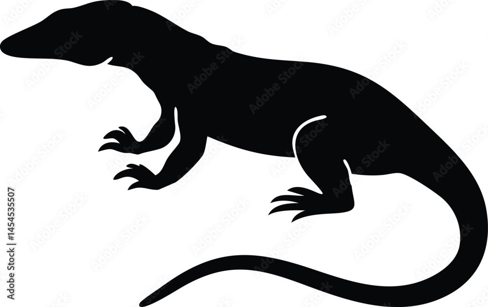 Naklejka premium Lizard Silhouette Vector | Elegant Insect Clipart Design PNG