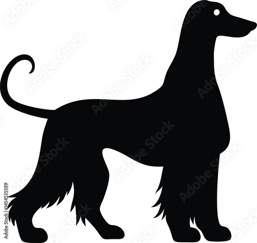 Afghan Hound Silhouette Vector | Elegant Dog Breed Clipart PNG