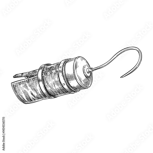 pirate prosthetic hook arm vector line art hand drawn illustration