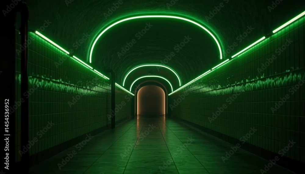 Fototapeta premium Neon Green Tunnel Corridor