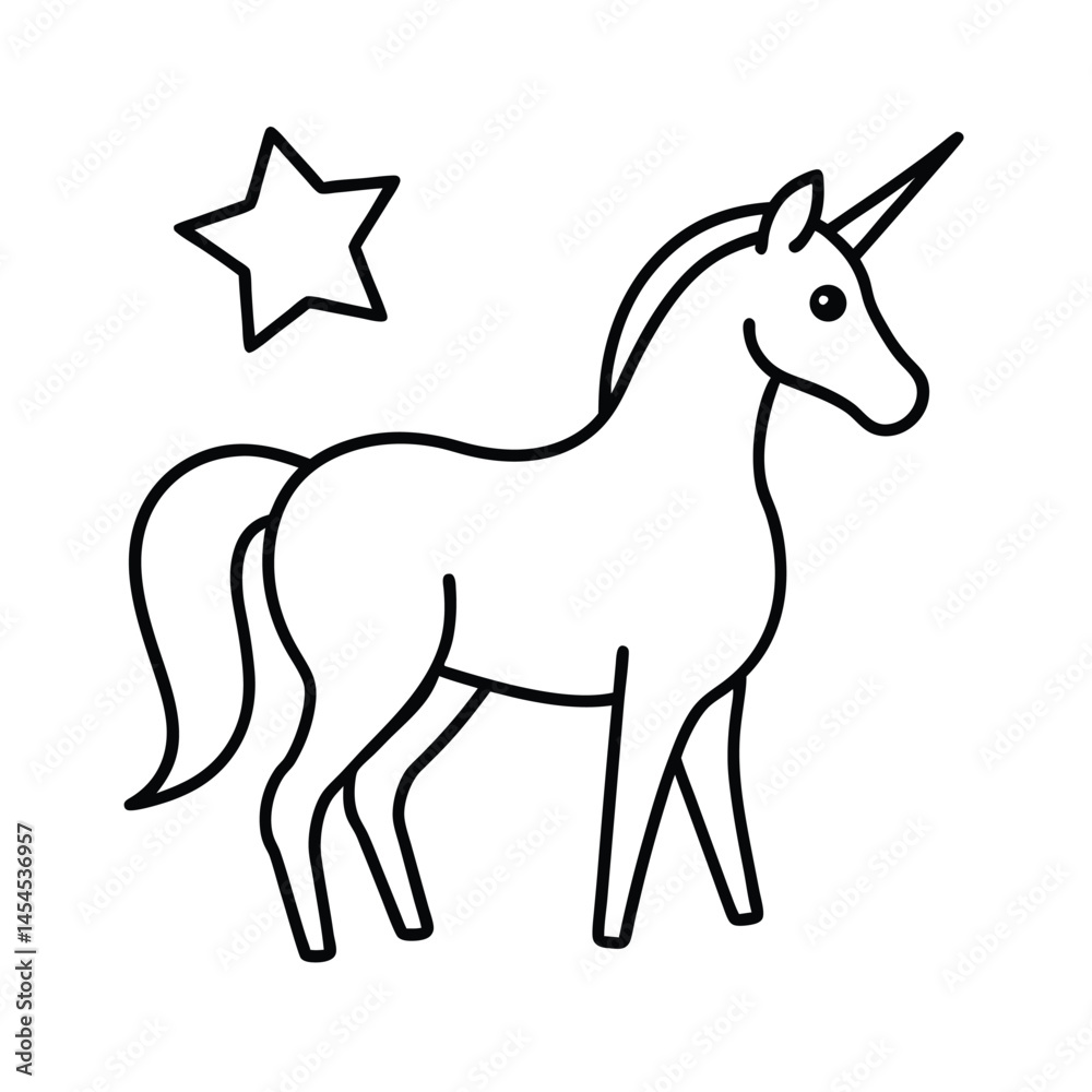Obraz premium Minimal Unicorn Star Horn Vector
