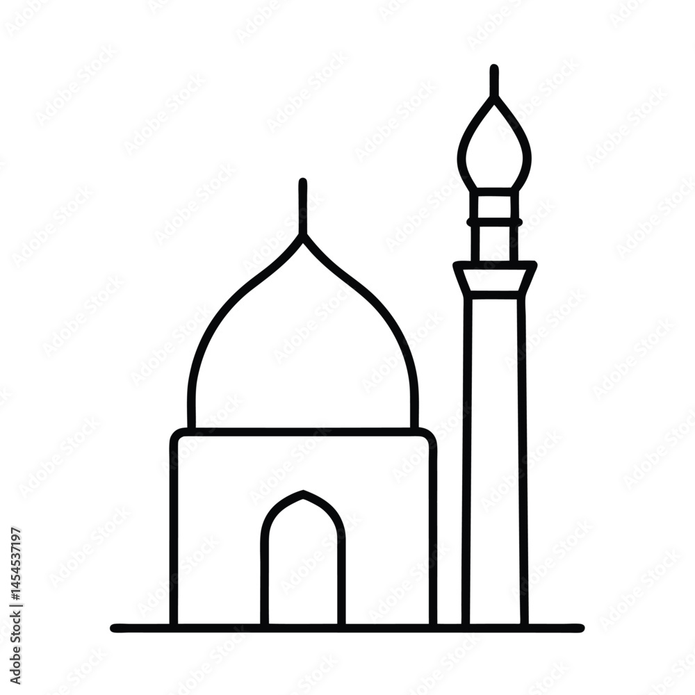 Mosque Minaret Simple Lines Vector Mosque Minaret Simple Lines Vector