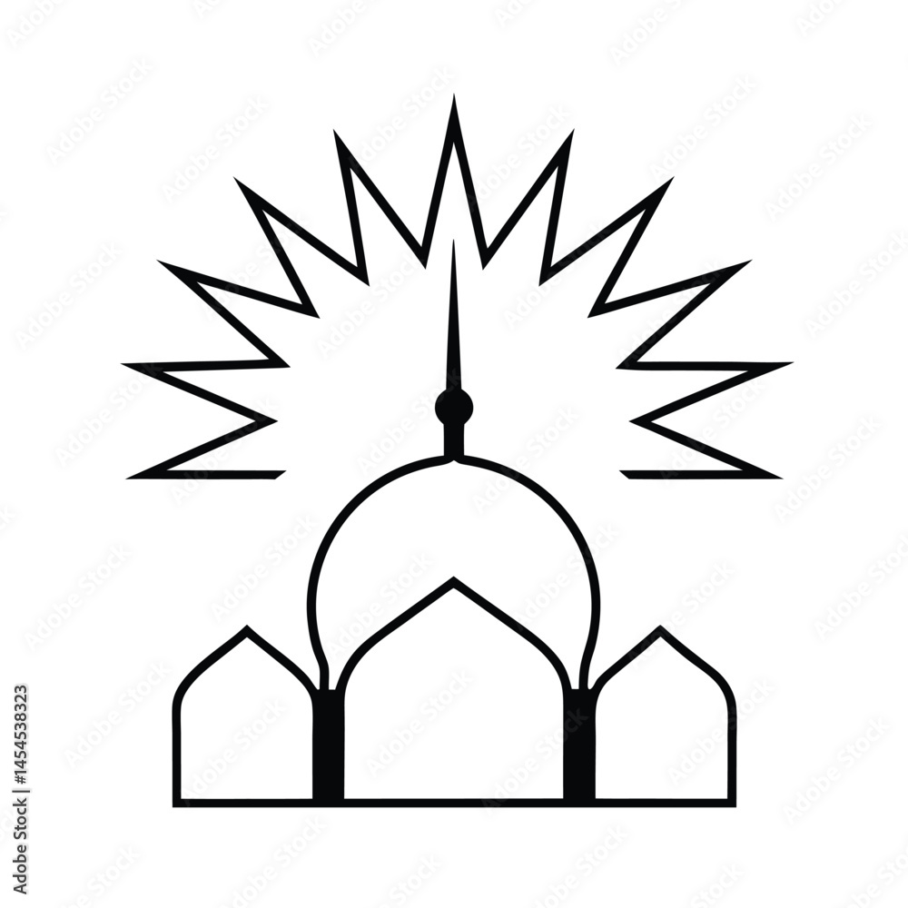 Obraz premium Starburst Mosque Line Art Vector