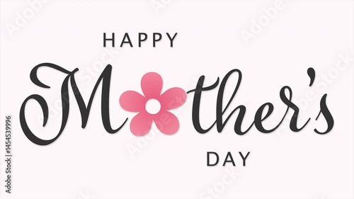 Black Script Mother's Day Typography with Flower Shape on Soft Pink Background
