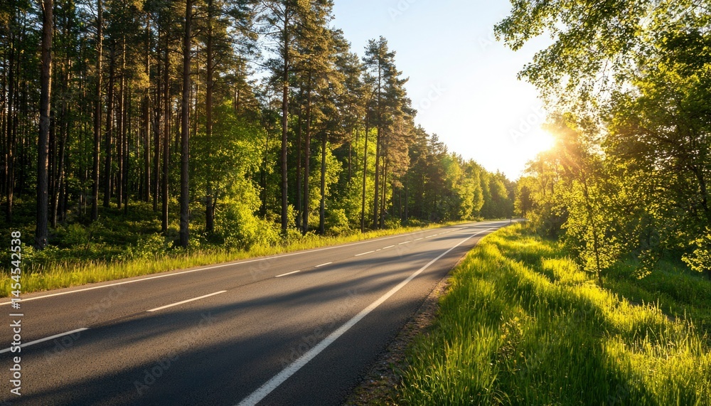 Fototapeta premium Forest Road at Sunrise