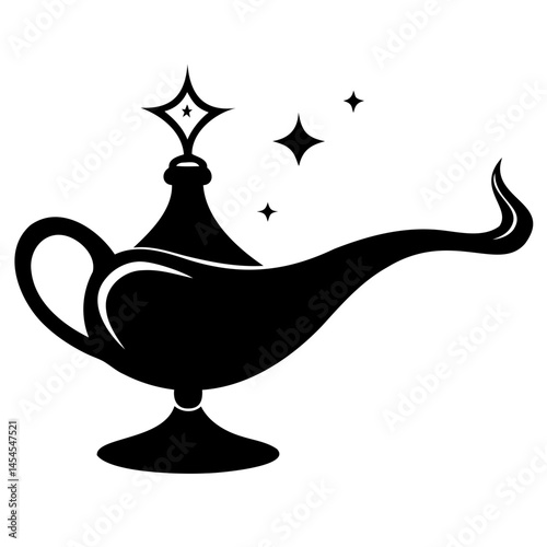 Magic genie lamp vector illustration for aladdin fairytale concept and magical wishes graphic design element isolated on transparent background