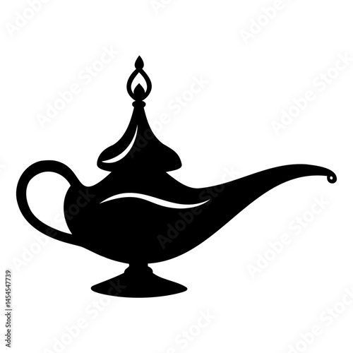 Aladdin magic lamp vector graphic for middle eastern fairy tale design and mystical genie concepts isolated art isolated on transparent background