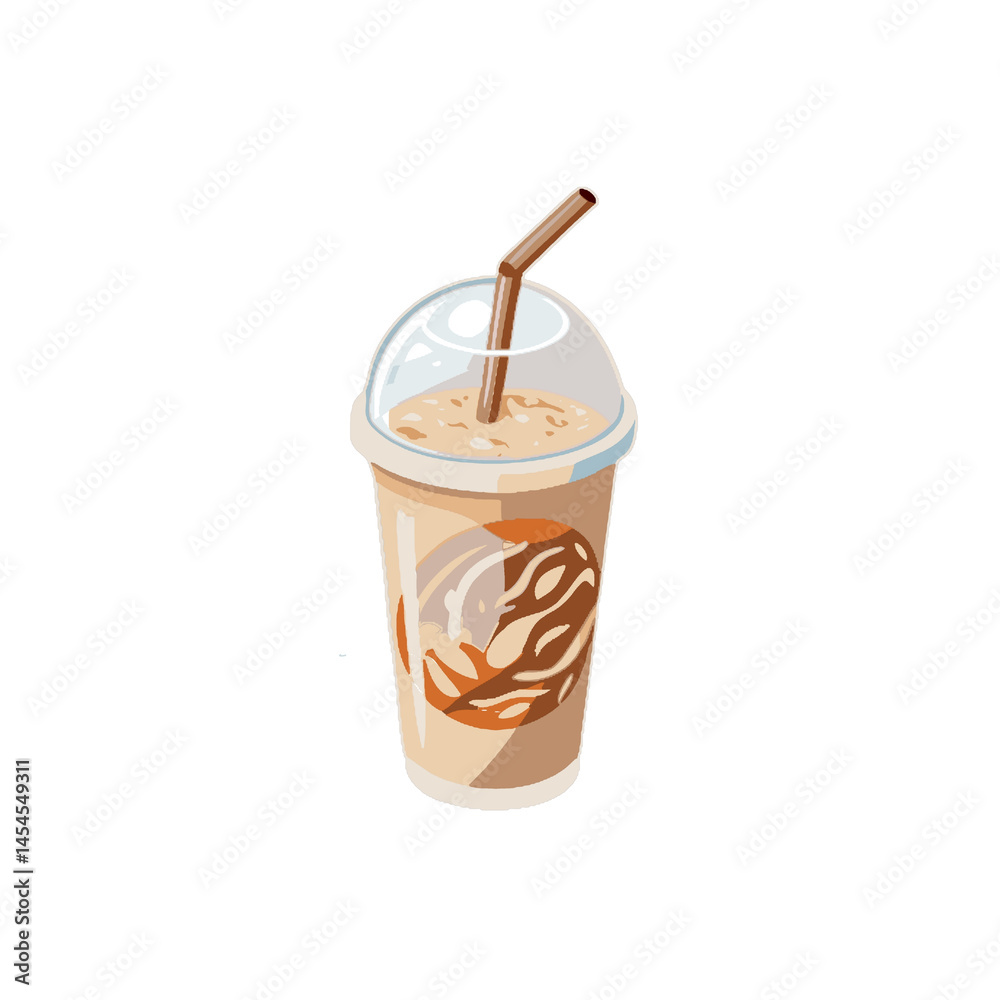 vector icon with paper cup of coffee and ice on white isolated background. vector icon with paper cup of coffee and ice on white isolated background.