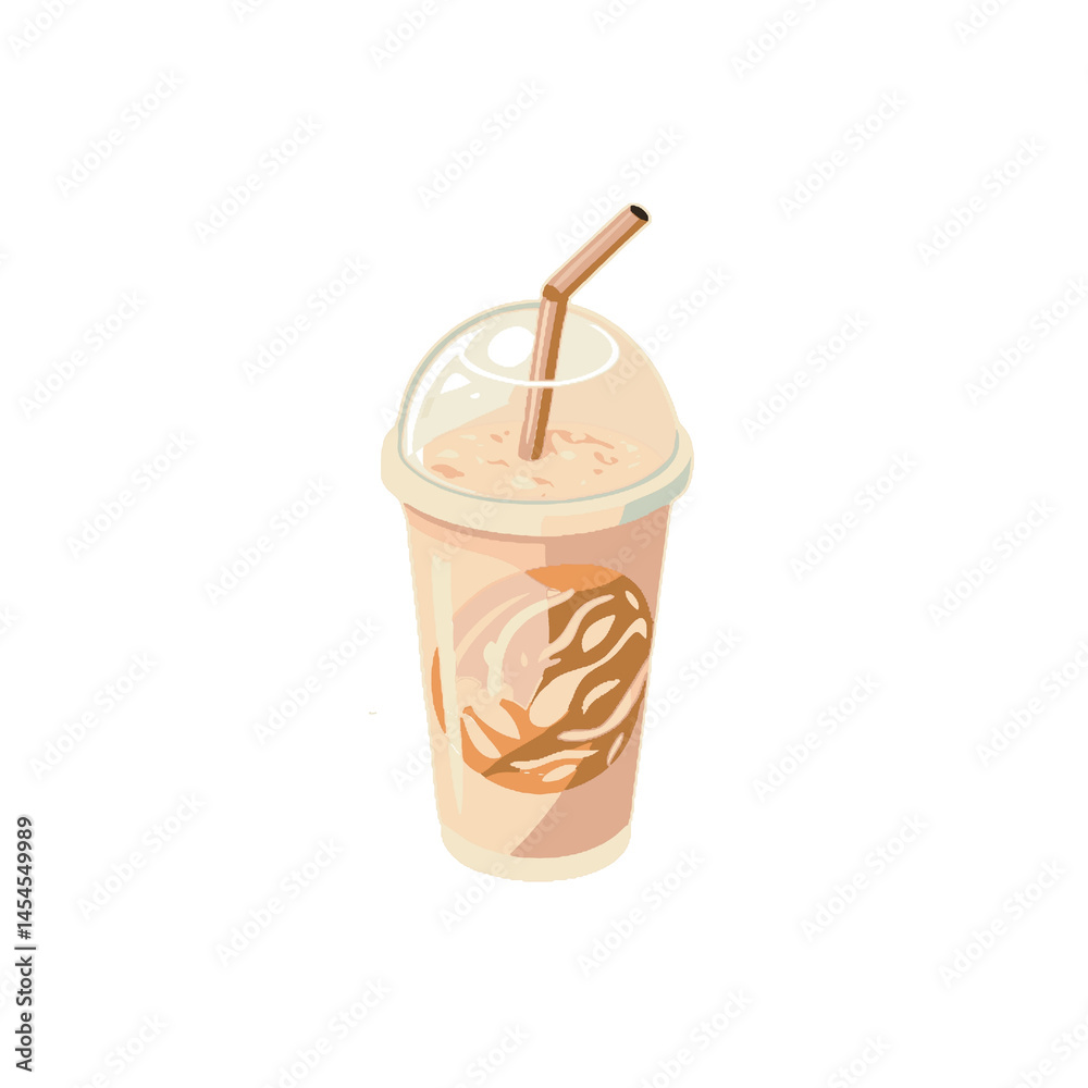 vector icon with paper cup of coffee and ice on white isolated background. vector icon with paper cup of coffee and ice on white isolated background.