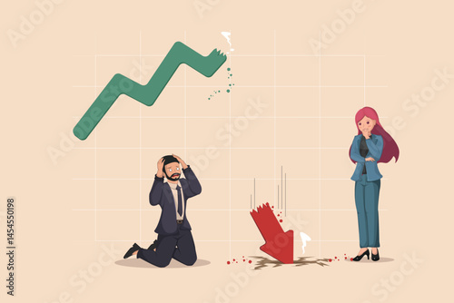 Financial Crisis and Business Panic  Market Crash and Economic Recession Illustration