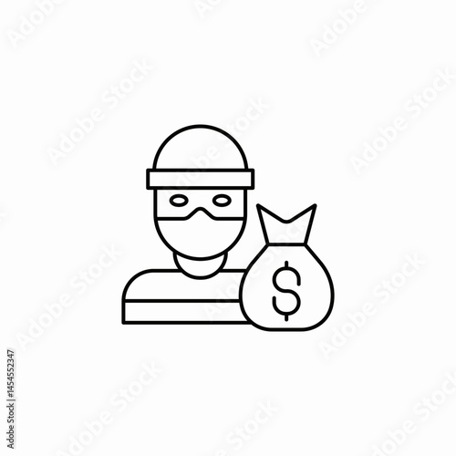 thief with dollar icon sign vector