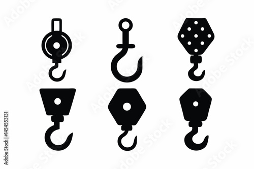 set of Hook icon silhouette vector illustration