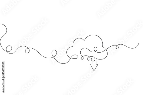 Continuous one line cloud storage symbol  modern minimalist vector design for tech concepts
