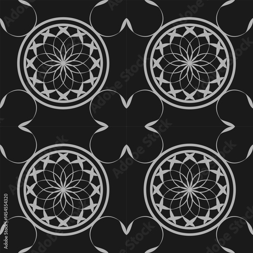 Obraz na płótnie seamless black and white pattern of different geometric shapes w salonie