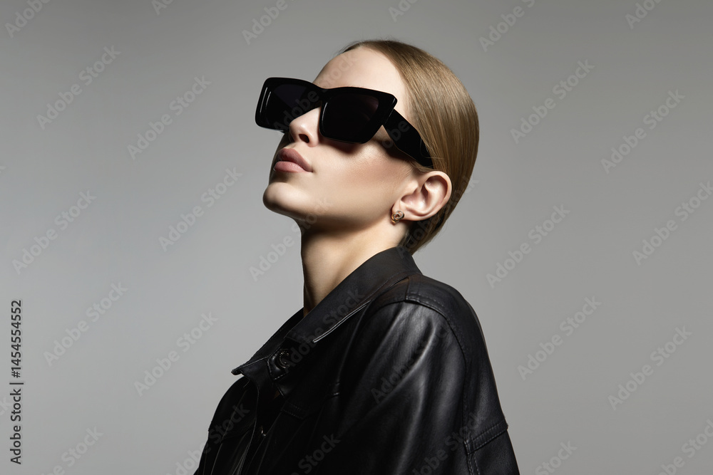 fashion portrait of Beautiful young woman in sunglasses