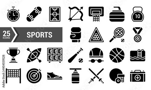 25 Sports Glyph Icons for Website and Mobile App Design.