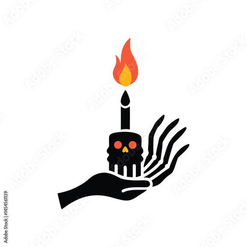 skeleton hand holding a candle