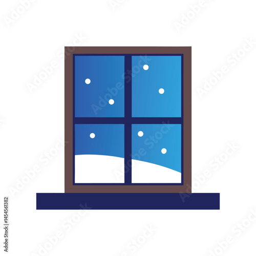 window view with falling snow vector